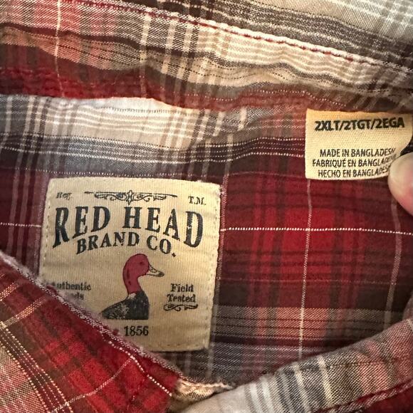 Set of‎ 2 Red Head Long Sleeve Plaid Button Down Shirts Mens 2XL Red Brown - Picture 4 of 16